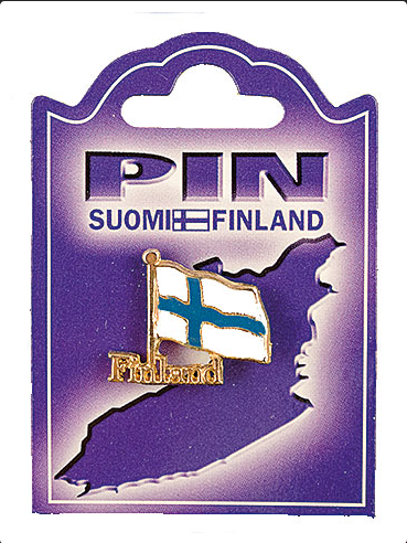 Pinssi Suomenlippu tekstillä P14